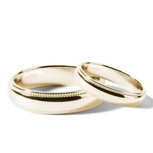 ORIGINAL GOLD MILGRAIN WEDDING RING SET - YELLOW GOLD WEDDING SETS - WEDDING RINGS