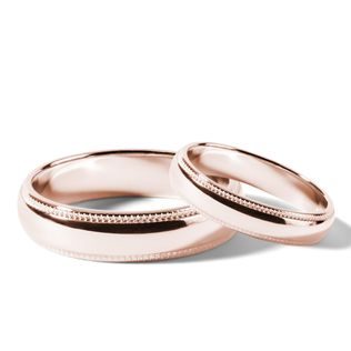 ORIGINAL ROSE GOLD MILGRAIN WEDDING RING SET - ROSE GOLD WEDDING SETS - WEDDING RINGS