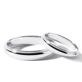 WHITE GOLD MILGRAIN EDGE WEDDING BAND SET - WHITE GOLD WEDDING SETS - WEDDING RINGS