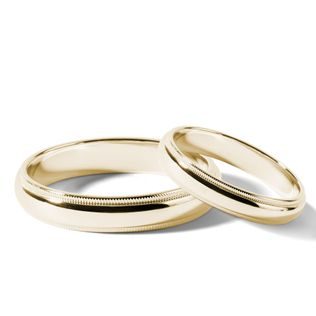 GOLD MILGRAIN EDGE WEDDING BAND SET - YELLOW GOLD WEDDING SETS - WEDDING RINGS