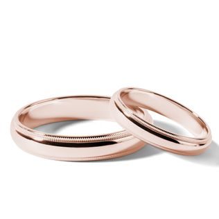 ROSE GOLD MILGRAIN EDGE WEDDING BAND SET - ROSE GOLD WEDDING SETS - WEDDING RINGS