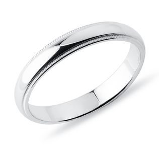 MEN'S MILGRAIN EDGE WHITE GOLD WEDDING BAND - RINGS FOR HIM - WEDDING RINGS