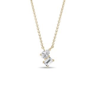 DIAMOND CLUSTER NECKLACE IN 14K YELLOW GOLD - DIAMOND NECKLACES - NECKLACES