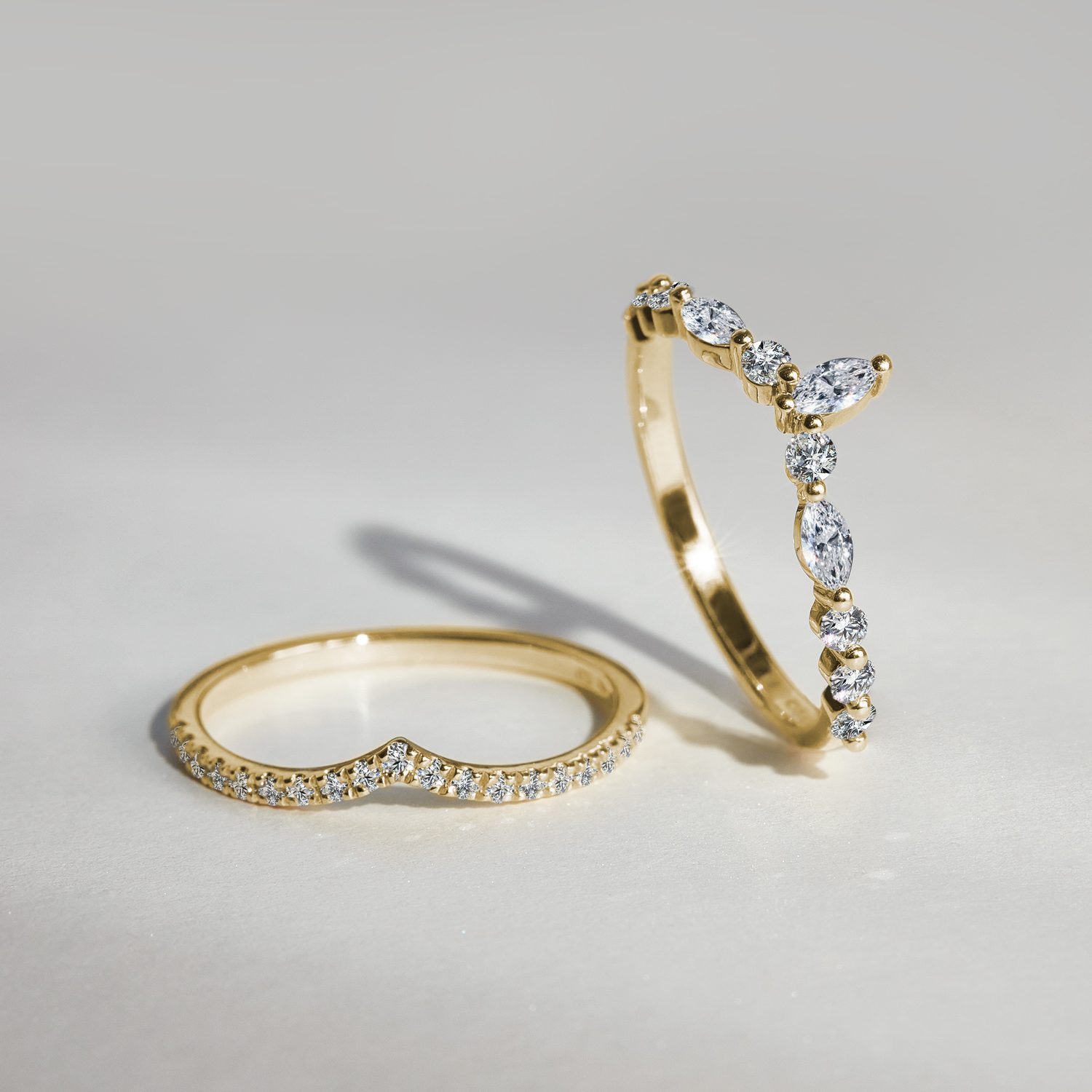 Chevron engagement and wedding rings Klenota