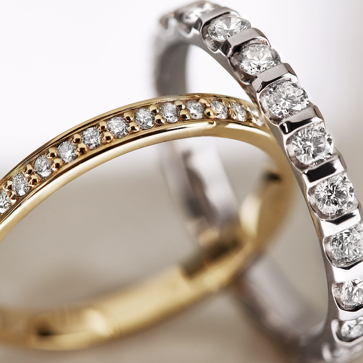 Engagement and wedding rings minimalist set with diamonds Klenota