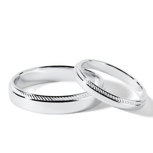 MILGRAIN WEDDING RING SET IN WHITE GOLD - WHITE GOLD WEDDING SETS - WEDDING RINGS