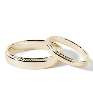 MILGRAIN GOLD WEDDING RING SET - YELLOW GOLD WEDDING SETS - WEDDING RINGS
