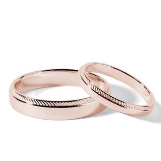 MILGRAIN WEDDING RING SET IN ROSE GOLD - ROSE GOLD WEDDING SETS - WEDDING RINGS