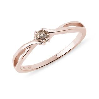 DAINTY CHAMPAGNE DIAMOND RING IN ROSE GOLD - FANCY DIAMOND ENGAGEMENT RINGS - ENGAGEMENT RINGS