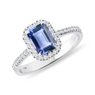 LUXE CEYLON SAPPHIRE AND DIAMOND ENGAGEMENT RING - SAPPHIRE ENGAGEMENT RINGS - ENGAGEMENT RINGS