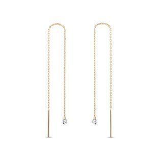 LAB DIAMOND DANGLE EARRINGS IN YELLOW GOLD - DIAMOND EARRINGS - EARRINGS