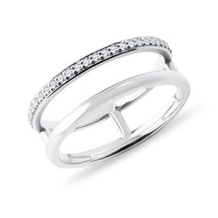 DIAMOND DOUBLE RING IN 14K WHITE GOLD - DIAMOND RINGS - RINGS