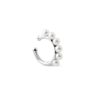 SINGLE PEARL EAR CUFF IN 14K WHITE GOLD - PEARL EARRINGS - PEARL JEWELRY