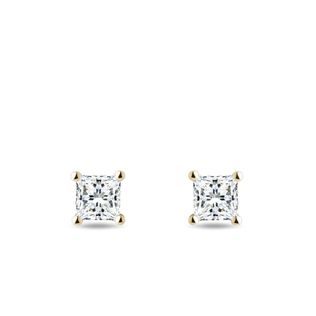 PRINCESS CUT DIAMOND EARRINGS IN GOLD - DIAMOND STUD EARRINGS - EARRINGS
