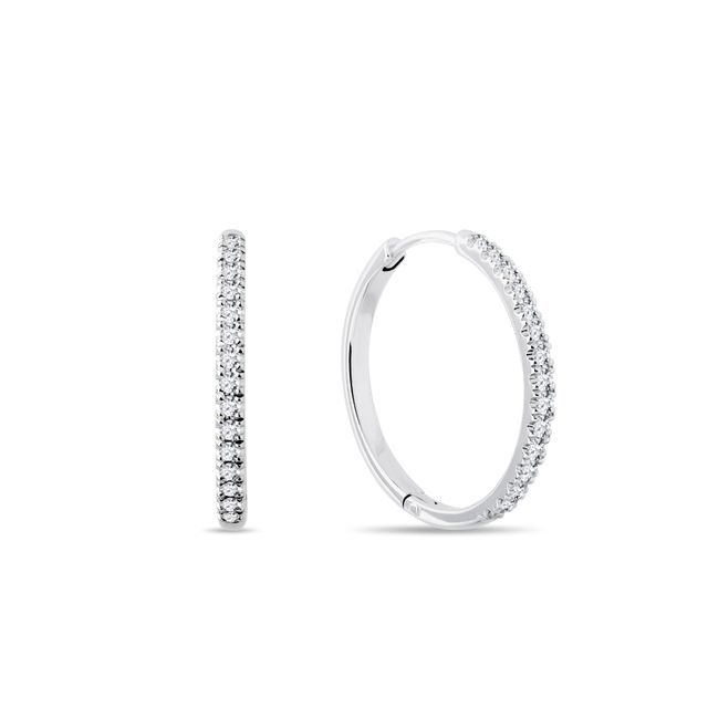 HOOP EARRINGS WITH BRILLIANT-CUT DIAMONDS IN WHITE GOLD - DIAMOND EARRINGS - EARRINGS