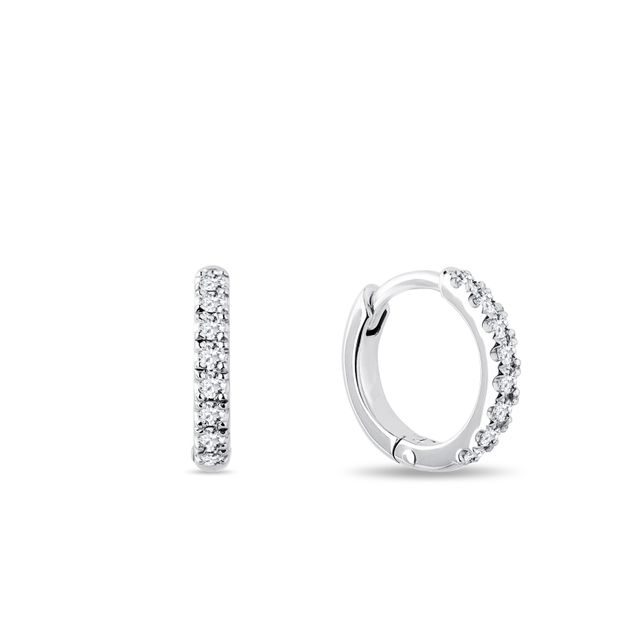 SMALL HOOP EARRINGS WITH DIAMONDS IN WHITE GOLD - DIAMOND EARRINGS - EARRINGS