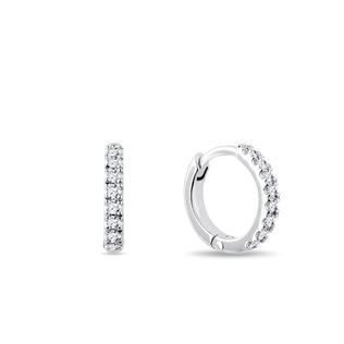 SMALL HOOP EARRINGS WITH DIAMONDS IN WHITE GOLD - DIAMOND EARRINGS - EARRINGS
