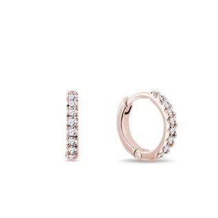 SMALL HOOP EARRINGS WITH DIAMONDS IN ROSE GOLD - DIAMOND EARRINGS - EARRINGS