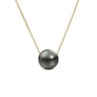 TAHITIAN PEARL NECKLACE IN YELLOW GOLD - PEARL PENDANTS - PEARL JEWELRY