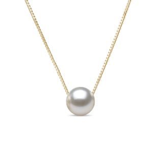 MINIMALIST 14K GOLD NECKLACE WITH AKOYA PEARL - PEARL PENDANTS - PEARL JEWELRY