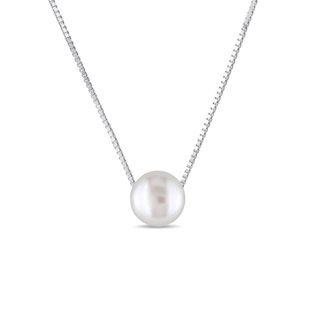 MINIMALISTIC GOLD NECKLACE WITH PEARL - PEARL PENDANTS - PEARL JEWELRY