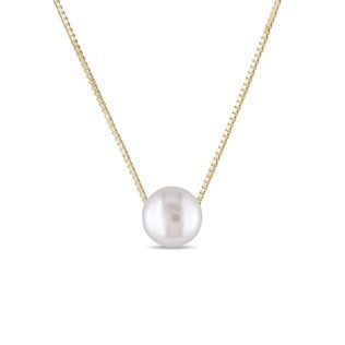 NECKLACE IN GOLD WITH FRESHWATER PEARL - PEARL PENDANTS - PEARL JEWELRY