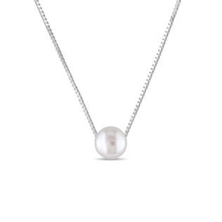 FRESHWATER PEARL NECKLACE IN WHITE GOLD - PEARL PENDANTS - PEARL JEWELRY