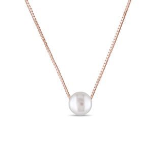 NECKLACE IN ROSE GOLD WITH FRESHWATER PEARL - PEARL PENDANTS - PEARL JEWELRY