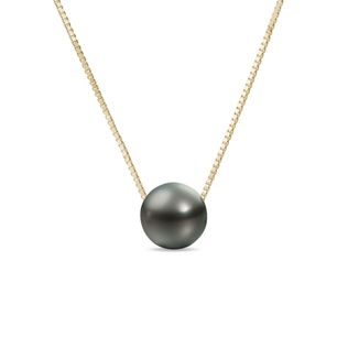 TAHITIAN PEARL NECKLACE IN YELLOW GOLD - PEARL PENDANTS - PEARL JEWELRY
