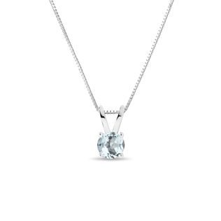 AQUAMARINE NECKLACE IN WHITE GOLD - AQUAMARINE NECKLACES - NECKLACES