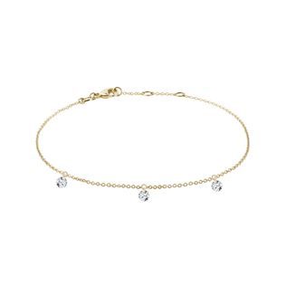 THREE DIAMOND YELLOW GOLD BRACELET - DIAMOND BRACELETS - BRACELETS