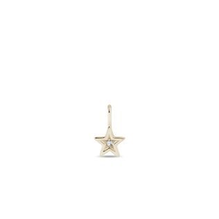 STAR PENDANT WITH A DIAMOND IN YELLOW GOLD - PENDANTS - NECKLACES
