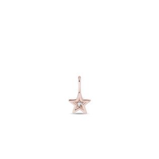 STAR PENDANT WITH A DIAMOND IN ROSE GOLD - PENDANTS - NECKLACES
