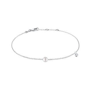 PEARL AND DIAMOND BRACELET IN WHITE GOLD - PEARL BRACELETS - PEARL JEWELRY