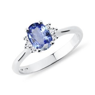 ENGAGEMENT RING WITH CEYLON SAPPHIRE IN WHITE GOLD - SAPPHIRE ENGAGEMENT RINGS - ENGAGEMENT RINGS