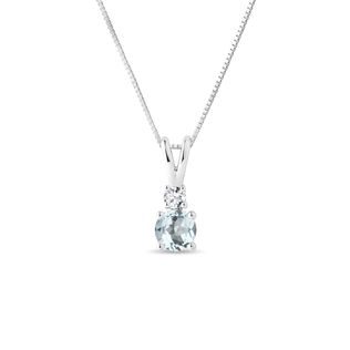AQUAMARINE AND DIAMOND NECKLACE IN WHITE GOLD - AQUAMARINE NECKLACES - NECKLACES