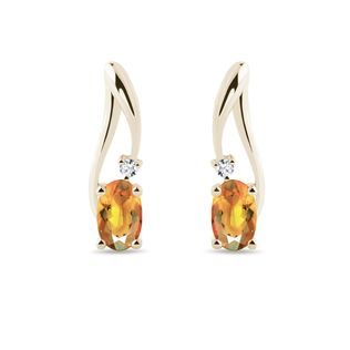 CITRINE AND DIAMOND GOLD EARRINGS - CITRINE EARRINGS - EARRINGS