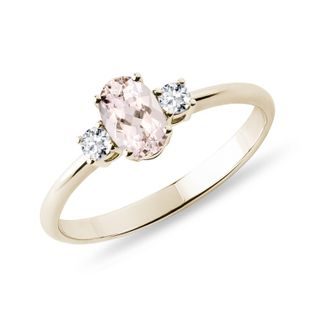 GOLD RING WITH MORGANITE AND DIAMONDS - MORGANITE RINGS - RINGS