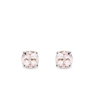 MORGANITE STUD EARRINGS IN WHITE GOLD - MORGANITE EARRINGS - EARRINGS
