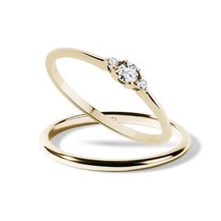 RING SET WITH DIAMONDS IN YELLOW GOLD - ENGAGEMENT AND BRIDAL RING SETS - ENGAGEMENT RINGS