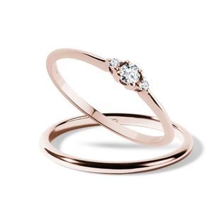 RING SET WITH DIAMONDS IN ROSE GOLD - ENGAGEMENT AND BRIDAL RING SETS - ENGAGEMENT RINGS