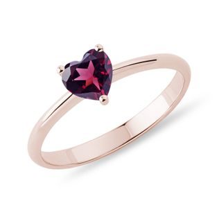 HEART-SHAPED RHODOLITE RING IN ROSE GOLD - GEMSTONE RINGS - RINGS