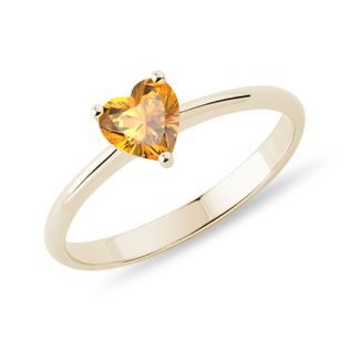 HEART-SHAPED CITRINE RING IN GOLD - CITRINE RINGS - RINGS