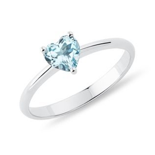 HEART-SHAPED TOPAZ RING IN 14K WHITE GOLD - TOPAZ RINGS - RINGS
