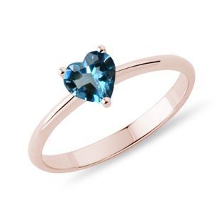 HEART-SHAPED LONDON TOPAZ RING IN ROSE GOLD - TOPAZ RINGS - RINGS
