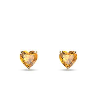 HEART-SHAPED CITRINE EARRINGS IN YELLOW GOLD - CITRINE EARRINGS - EARRINGS