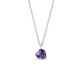 HEART-SHAPED AMETHYST PENDANT NECKLACE IN WHITE GOLD - AMETHYST NECKLACES - NECKLACES