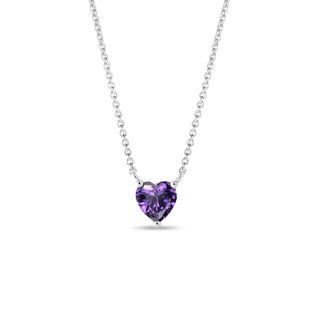 HEART-SHAPED AMETHYST NECKLACE IN WHITE GOLD - AMETHYST NECKLACES - NECKLACES