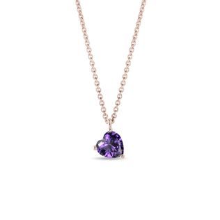 HEART NECKLACE WITH AMETHYST IN ROSE GOLD - AMETHYST NECKLACES - NECKLACES