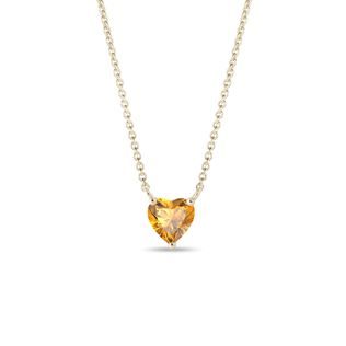 HEART-SHAPED CITRINE NECKLACE IN GOLD - CITRINE NECKLACES - NECKLACES